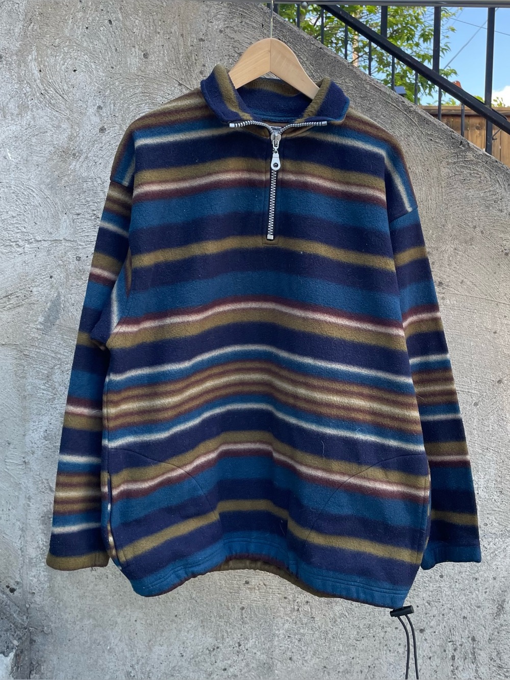 vintage 90s McIntosh & Seymour Oregon striped quarterzip fleece size large